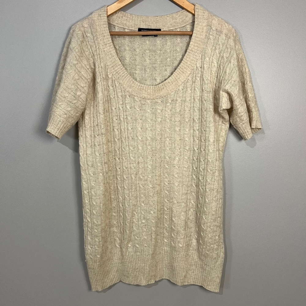 BCBG wool cable knit short sleeve sweater